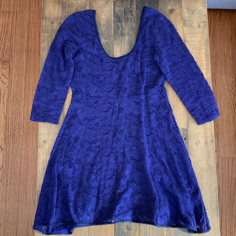 Free People Deep Blue Lace Dress
